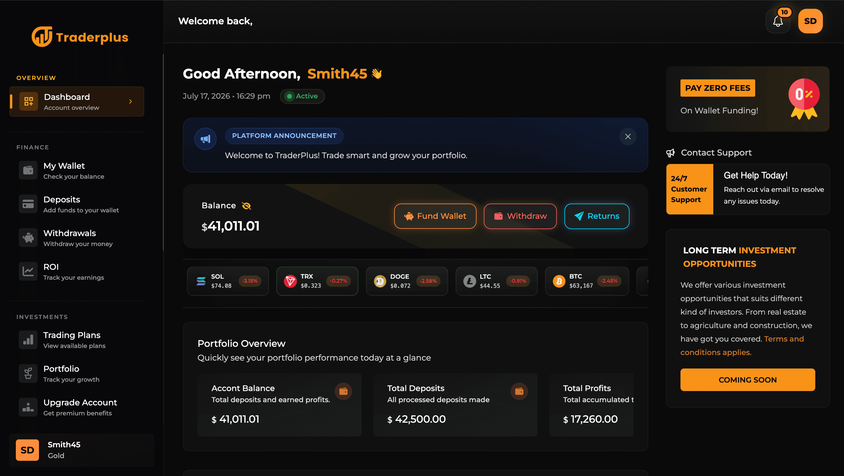 Traderplus Dashboard